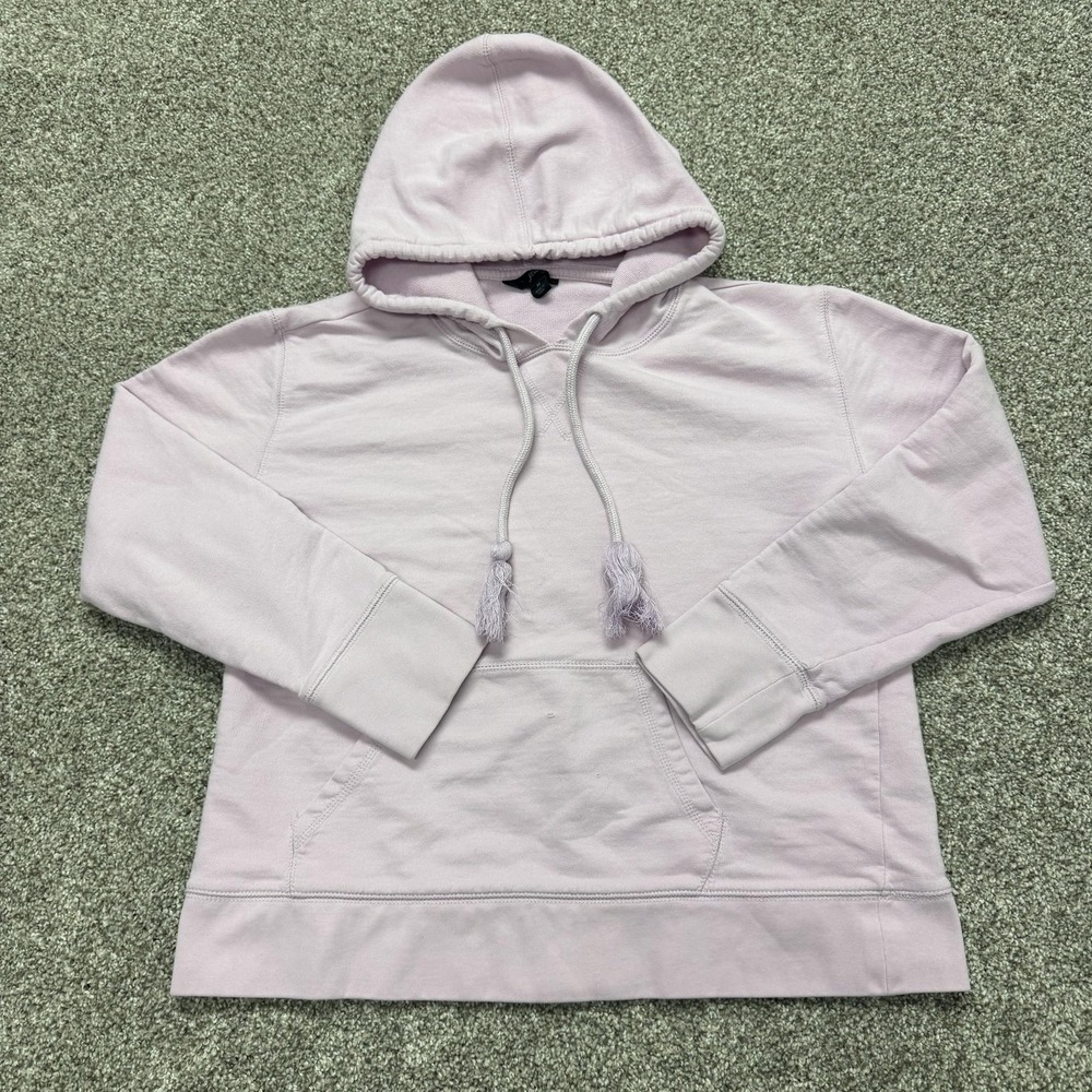 J.Crew Hoodie Womens Medium Purple Terry Tassel Drawstring Kangaroo Pullover